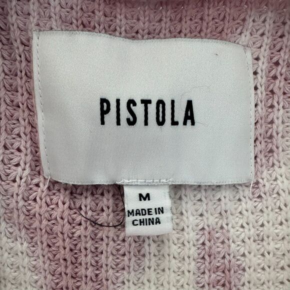 Pistola Sweater Womens Sz M Tie Dye Waffle Jumper Crewneck Pullover White Pink - Picture 2 of 13